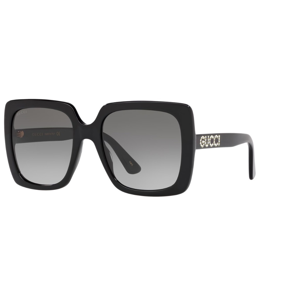 Gucci GG0418S Rectangle Sunglasses – Black with Crystal Logo